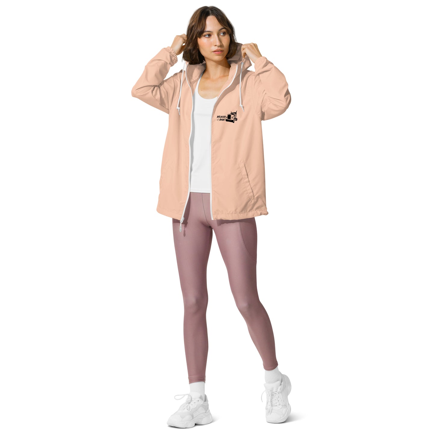 Unisex lightweight zip up windbreaker-Broker Babe