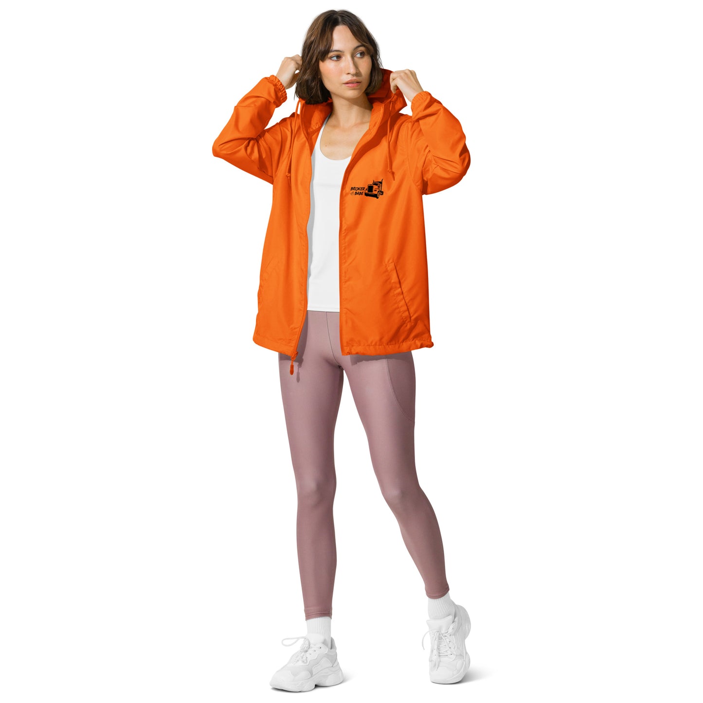 Unisex lightweight zip up windbreaker-Broker Babe